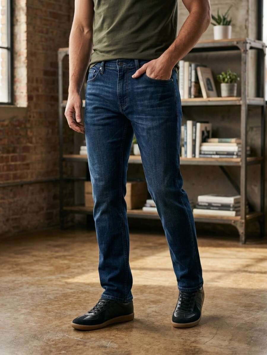 Men's Regular Men's Straight Pants Urban Style Durable - Blue - View 1