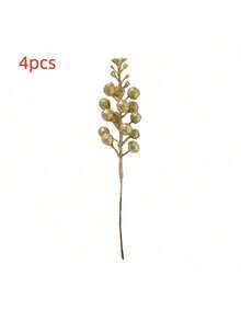 4PCS Artificial Glitter Plant With Berries , Cute Christmas Tree Decoration Ornament Cut Branches, For Living Room And Bedroom , Wedding, Party, Home Decoration, Desk Stuffing.Christmas Supplies, Home Decor,Table Decor,Outdoor And Indoor Christmas Decor - Gold - View 7