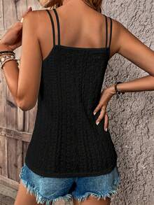 SHEIN LUNE Áo khoác và áo lót dành cho xe tăng nữ màu trơn Boho - màu đen - Xem 2