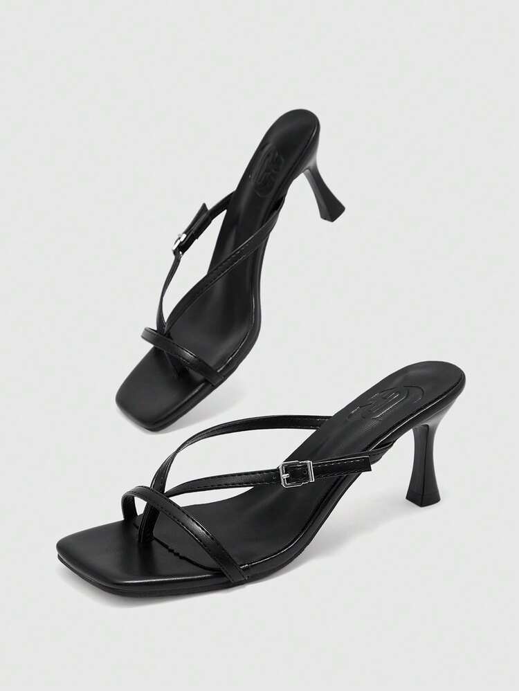 CUCCOO BIZCHIC Women Shoes Square Head Kitten And Black Flip-Flops Women's High Heel Sandals Stylish And Comfortable Daily Versatile Commuter Women's Sandals Slippers