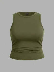Solflare Women's Casual Minimalist Solid Color Plus Size Round Neck Tank Tops 3pcs Set Suitable For Summer - Multicolor - View 12