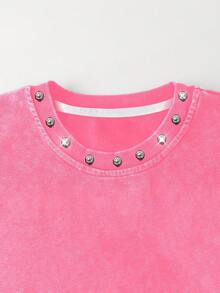 Manfinity EMRG Men's Streetwear Brand Handmade Rhinestone Embellished Loose Casual Tank Top, Holiday - Pink - View 4