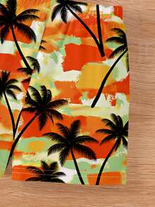 2pcs Baby Boys' Vacation Style Colorful Palm Tree & Letter Print Vest Top And Printed Shorts Set, Soft Fabric Suitable For Summer Outings Graphic Tee Summer Top - Multicolor - View 6