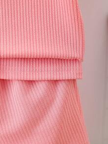 SHEIN Young Boy Summer Solid Color Round Neck Short Sleeve Pocket T-Shirt And Shorts Casual 2-Piece Outfit - Pink - View 6
