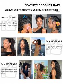 Boho Braids 100% Remy 真人发钩编假发，杰瑞卷曲羽毛钩编真人发系列，波西米亚风钩编辫子，真人发沙龙丝滑无痕隐形假发，适合细软发质女性，微型预环钩编真人发接发，奇迹结钩编真人发 - Natural Black - 查看 7