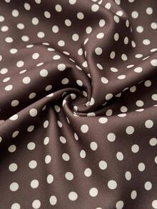 Maweii Plus Size Women Polka Dot Print Patchwork Ruffle Hem Elegant A-Line Skirt Gym Brown Autumn - Multicolor - View 6