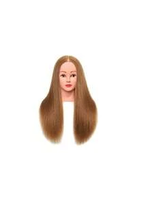 SHEIN 26 Inch Long Fiber Hair Mannequin Head, Hair Styling Training Practice Head With Free Desktop Bracket, Professional Hairdresser Practice Tool - Brown - View 6