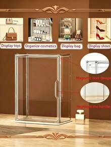 1Pc Fully Transparent Storage/Display Box (Magnetic Door Design), Suitable For Storing/Displaying Various Items, Including Collectibles, Figurines, Sculptures, Collectibles, Toys, Bags, Shoes, Books, And Cosmetics. The Box Allows For Multi-Directional Placement Of Items. Please Imagine The Dimensions Before Ordering. - Storage Box - View 4