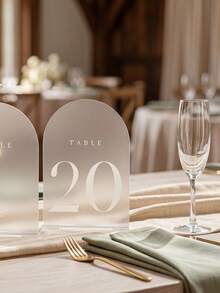 5x7 Inch Mirror Arched Wedding Table Number Plate With Gold Bracket, Pre-Printed Numbers 1-20. Ideal For Wedding Receptions, Parties, Restaurants. Great As Gifts, Home Decor, Party Favors, Suitable For Birthdays, Graduations And Bachelor Parties. - multicolor - View 3