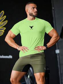 GymBeat 男士舒適短袖運動壓縮T恤健身上衣籃球球衣「我愛我的男朋友」圖案，健身房、度假適用 - 薄荷綠 - 查看 4