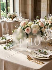 5x7 Inch Mirror Arched Wedding Table Number Plate With Gold Bracket, Pre-Printed Numbers 1-20. Ideal For Wedding Receptions, Parties, Restaurants. Great As Gifts, Home Decor, Party Favors, Suitable For Birthdays, Graduations And Bachelor Parties. - multicolor - View 6