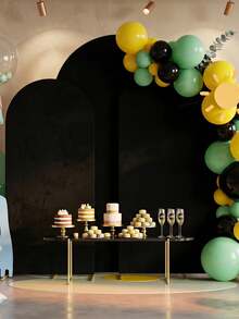 Fondo de arco negro, 1,5 metros, 1,8 metros, 2 metros, 2,2 metros Cubierta de arco de boda de 2 lados de tela de spandex con revestimiento, fondo de arco de cúpula adecuado para decoración de fiestas de cumpleaños y arcos de boda (solo fondo de tela, sin soporte de arco) - Negro - Ver 7