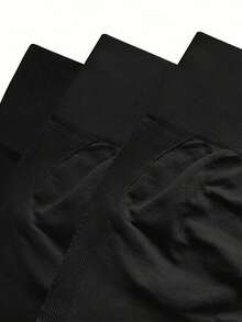 Dewbera Dewbera 3pcs Women Seamless Solid Color High Elastic Shaping Sports Shorts - Black - View 4