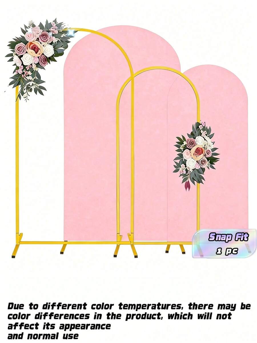 1 Set/Metal Arch Background Bracket Set, With Arch Decoration Gold Wedding Arch Bracket Balloon Arch Frame, Arch Wedding High Elasticity Cloth Cover Birthday Party Photography Background Cover, - Multicolor - View 1