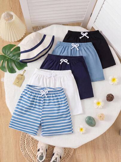 SHEIN Vintaside Kids 男童5入組夏季休閒短褲