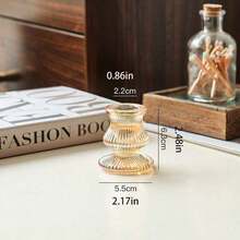 Cirelle Amber Glass Vertical Ribbed Candle Holder - Conical & Cylindrical Set For Dining Table, Vintage Home Decor & Wedding Centerpiece - multicolor - View 12