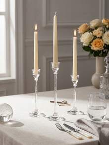 1Set European Style Acrylic Candle Holder Dining Table Candle Cup Wedding Ornament Candlelight Dinner Fashion Acrylic Candlestick Holders For Outdoor Patio Decoration, Desk Decoration, Scented Candle Powder, Candlelight Dinner, Room Ambiance, Suitable For Wedding, Family Gathering, Party - Multicolor - View 3