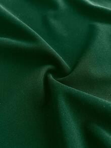 Viva Relle Plus Size Sexy Black Round Neck Halter Exposed Shoulder Sequin Mesh Patchwork Waist Dress - Green - View 7