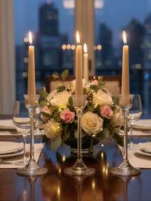 1Set European Style Acrylic Candle Holder Dining Table Candle Cup Wedding Ornament Candlelight Dinner Fashion Acrylic Candlestick Holders For Outdoor Patio Decoration, Desk Decoration, Scented Candle Powder, Candlelight Dinner, Room Ambiance, Suitable For Wedding, Family Gathering, Party - Multicolor - View 26