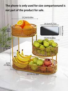 优雅多层金属水果篮 - 客厅及茶几奢华设计 | 多功能零食水果篮，1个装 - 彩色 - 查看 5