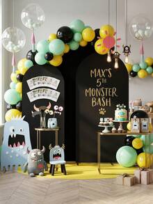 Fondo de arco negro, 1,5 metros, 1,8 metros, 2 metros, 2,2 metros Cubierta de arco de boda de 2 lados de tela de spandex con revestimiento, fondo de arco de cúpula adecuado para decoración de fiestas de cumpleaños y arcos de boda (solo fondo de tela, sin soporte de arco) - Negro - Ver 2