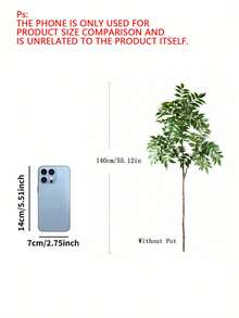 76/140cm Tropical Artificial Ficus Tree Fake Large Nandina Tree Branch Plastic Palm Tree Tall Green Banyan Plants For Home Garden Office Decor Without Pot - Green - View 3