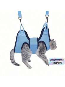 猫狗指甲修剪器，适用于小型至中型猫咪，固定式和悬挂式辅助猫咪洗澡袋，可用于喂药、修剪和美容辅助，面料柔软舒适，宠物美容吊床。 - 淺藍色 - 查看 10