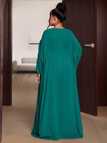 Maweii Plus Size Orange Long Sleeve Casual Commuting & Outing Versatile Two Pieces Set Fall - Blue - View 6