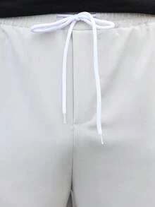 HUEFORM Men's Beige Drawstring Waist Pockets Loose Casual Pants - Beige - View 5
