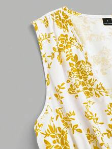 Qadelle Women's Woven Printed Summer Dress For Vacation - Yellow - View 6