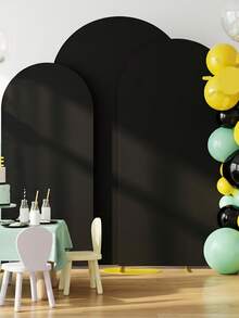 Fondo de arco negro, 1,5 metros, 1,8 metros, 2 metros, 2,2 metros Cubierta de arco de boda de 2 lados de tela de spandex con revestimiento, fondo de arco de cúpula adecuado para decoración de fiestas de cumpleaños y arcos de boda (solo fondo de tela, sin soporte de arco) - Negro - Ver 8
