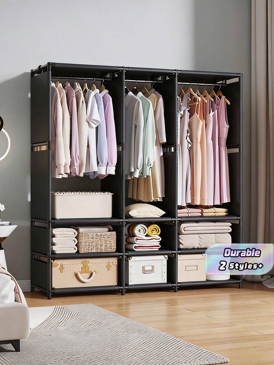 1PC Portable Closet, Closet Organizer, Multifunctional, Fashionable Wardrobe With Dustproof Function, Freestanding Display, Floor Assembly Storage Rack, Storage Cabinet For Bedroom Living Room Home - Multicolor - View 1