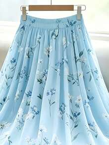 Franclia Chân váy chiffon in hoa cho nữ, chân váy xếp ly cạp cao ôm dáng, thiết kế eo chun, chân váy dài thanh lịch, trang phục mùa hè cho nữ, chân váy dự tiệc sang trọng, chân váy đi biển, chân váy dự tiệc cưới, chân váy duyên dáng cho nữ, chân váy đi nghỉ hè, váy thường ngày, váy chiffon đi nghỉ mát, chân váy công sở thường ngày, váy thời trang đa năng, chân váy phong cách thành thị - Màu xanh lam - Xem 8