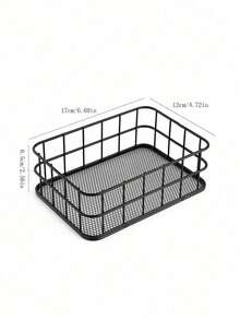 1PC Large Capacity Wrought Iron Metal Mesh Design Easy Viewing Modern Nordic Style Storage Basket Organizer For Office Supplies Cosmetics Vanity Desktop Shelving Home Decor Sturdy Space Saving Black White Gold - Gold - View 15