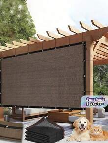 Breathable Sun Shade Mesh Fabric – Outdoor HDPE Shade Cloth, Coffee Color, UV Resistant, Tear Resistant & Easy Install, With Edging & Grommets, Privacy Screen For Patio, Garden, Gazebo, Pet House, Plants, Camping Essentials - Multicolor - View 1