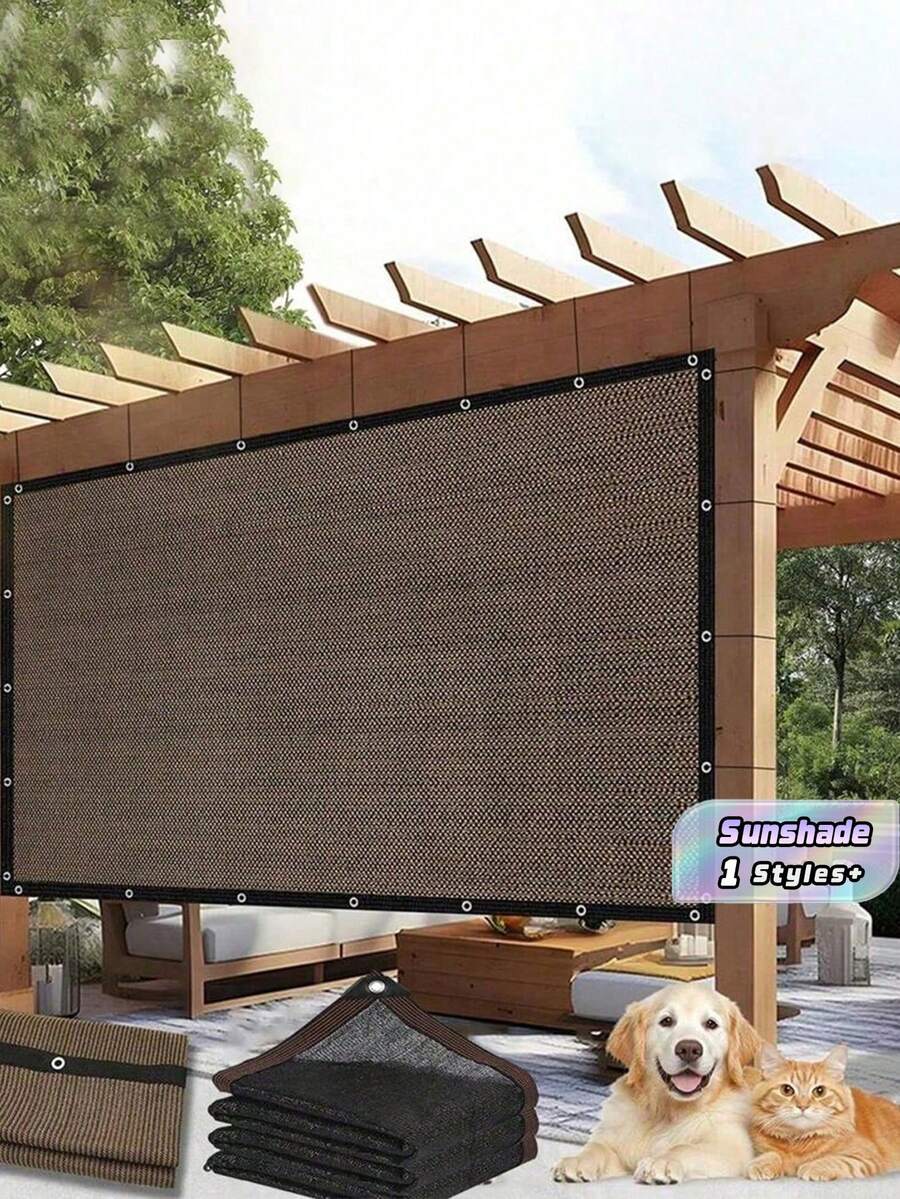 Breathable Sun Shade Mesh Fabric – Outdoor HDPE Shade Cloth, Coffee Color, UV Resistant, Tear Resistant & Easy Install, With Edging & Grommets, Privacy Screen For Patio, Garden, Gazebo, Pet House, Plants, Camping Essentials - Multicolor - View 1