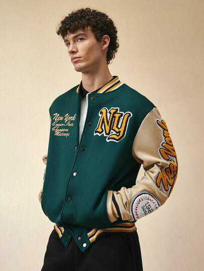 Sonviro Men's Casual Long Sleeve Rave Baseball Jacket, Minimalist Fashion For Everyday Wear, For Fall