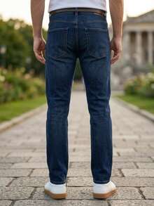 Pantalón Aventurero de Mezclilla Hombre Corte Juvenil Diseño Casual Elegante - Azul - Ver 2