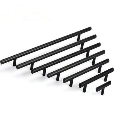 1 pieza/4 piezas Manija de gabinete negro y dorado Manija de puerta de gabinete de cocina de acero inoxidable cepillado Tirador de mueble Tirador de cajón Herraje Manija de palanca en T