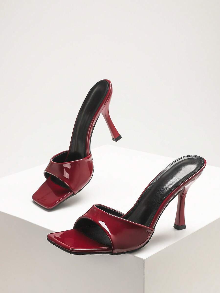 CUCCOO SZL Modische und vielseitige Outdoor-High-Heel-Pantoletten für Damen, geeignet für Weihnachten und Frühlingsfest, Sommer-Tanzpartys und den täglichen Gebrauch - Bordeaux - Übersicht 1