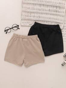 SHEIN Young Boy“Getaway”字母印花抽绳腰休闲短裤，适合度假、旅行、放松、日光浴、夏季 - 彩色 - 查看 2