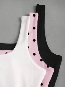Sweetra Women's Casual Solid Color & Polka Dot Print Tank Top - Multicolor - View 7