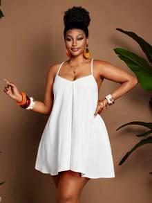 Maweii Plus Size Orange Sexy Criss-Cross Strap Camisole For Beach Vacation - White - View 6