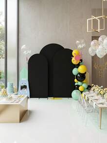 Fondo de arco negro, 1,5 metros, 1,8 metros, 2 metros, 2,2 metros Cubierta de arco de boda de 2 lados de tela de spandex con revestimiento, fondo de arco de cúpula adecuado para decoración de fiestas de cumpleaños y arcos de boda (solo fondo de tela, sin soporte de arco) - Negro - Ver 6