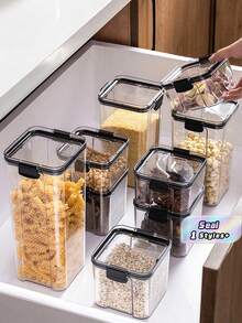 1 个带锁盖的透明食品储存容器 - 密封储物盒，用于干燥食物/零食，节省空间的洗碗机厨房必需品，防漏食品储藏室，适合家庭厨师和露营储物盒 - 無色 - 查看 1