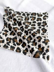 SHEIN Contrast Leopard Print Pocket Tee & Pants Pajama Set - Multicolor - View 5