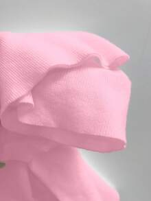 RosyDaze Solid Ribbed Knit Crop Jumper - Pink - View 7