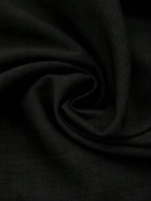 SHEIN Clasi 女款不對稱肩短袖收腰連身褲，修身剪裁，仿亞麻紋理面料，寬腿褲，優雅適合日常穿著與通勤，春/夏 - 黑色 - 查看 13