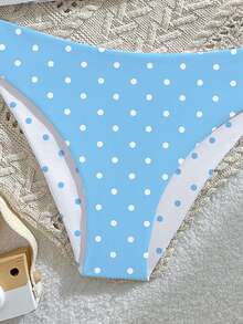 SHEIN Set Baju Renang Anak Perempuan Remaja, Kasual, Liburan, Lucu, Motif Acak, Kain Rajut, Atasan Halter yang Dapat Diatur dan Bawahan Segitiga 2pcs, Bolak-balik, Cocok untuk Liburan Musim Panas di Pantai, Kolam Renang, Pesta, dan Liburan. - MultiWarna - View 8
