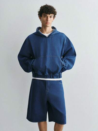 Sonviro 男士长袖连帽牛仔上衣和牛仔裤套装